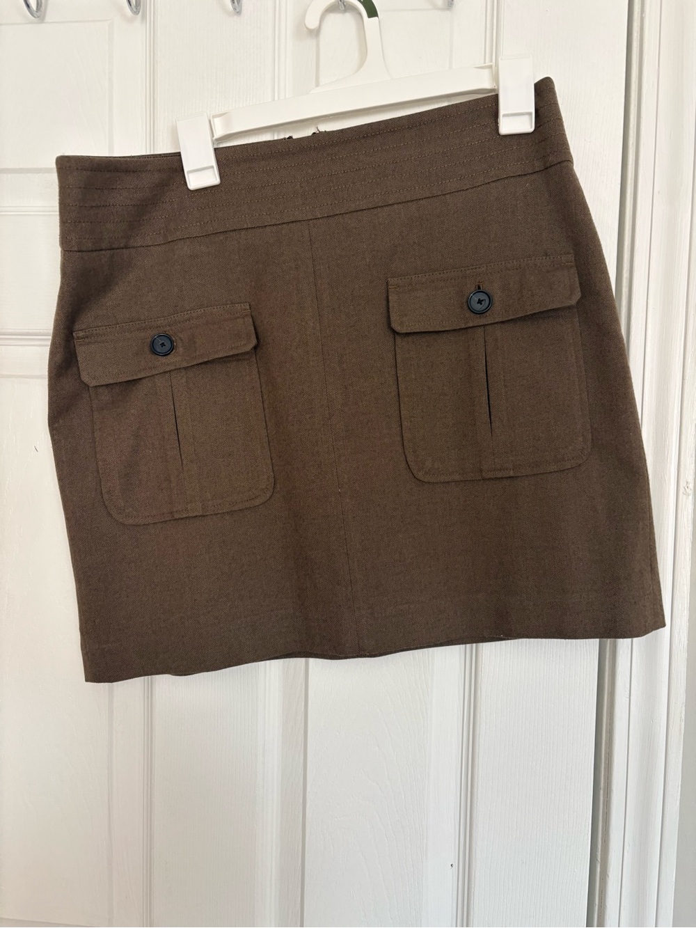 LOFT Brown Mini Skirt with Front Flap Pockets
